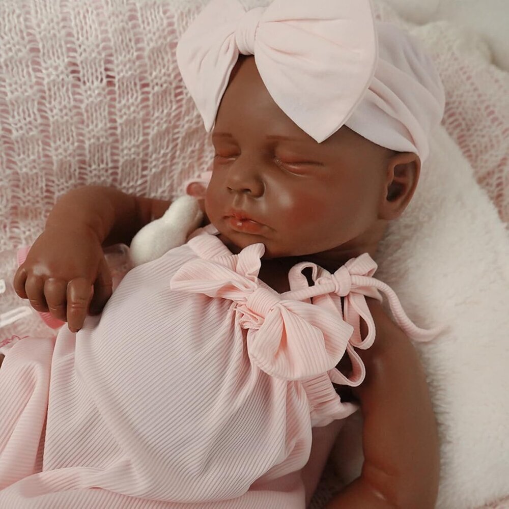 🆕18.5 inch Full Body Silicone Sleeping Tan Baby Girl Realistic Body Reborn Baby - Picture 10 of 11